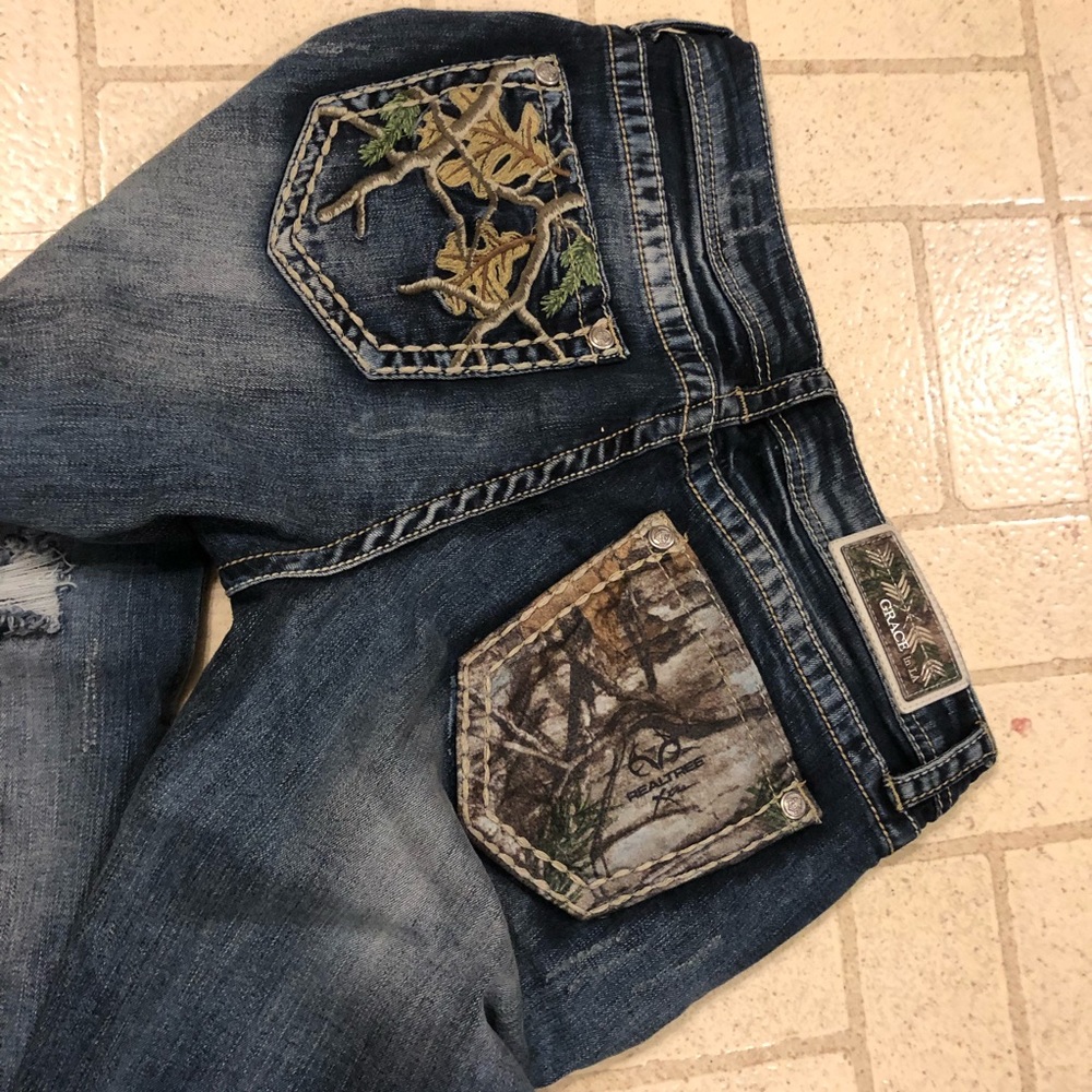 Grace in LA camo pocket jeans